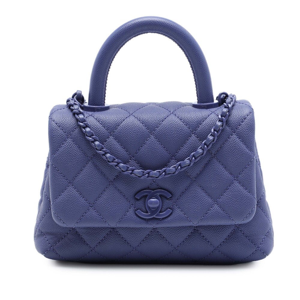 Pre-Loved Chanel Extra Mini Quilted Caviar Incognito Coco Top Handle Bag